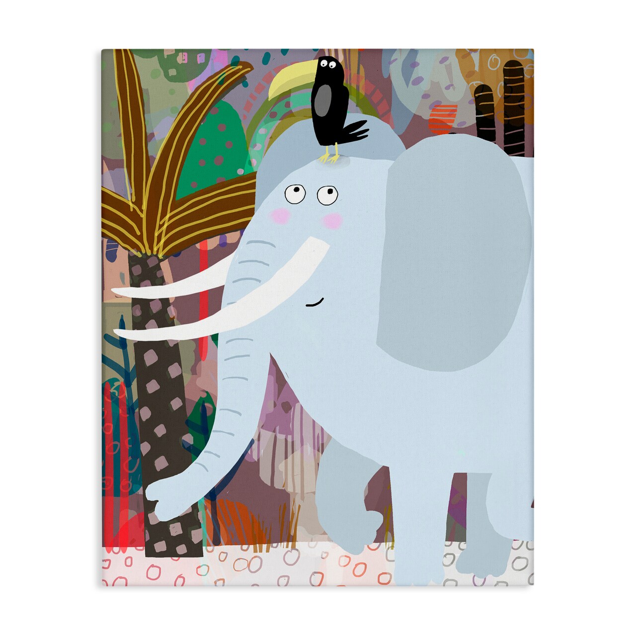 Stupell Industries Elephant & Toucan in Jungle Canvas, design by Carla Daly